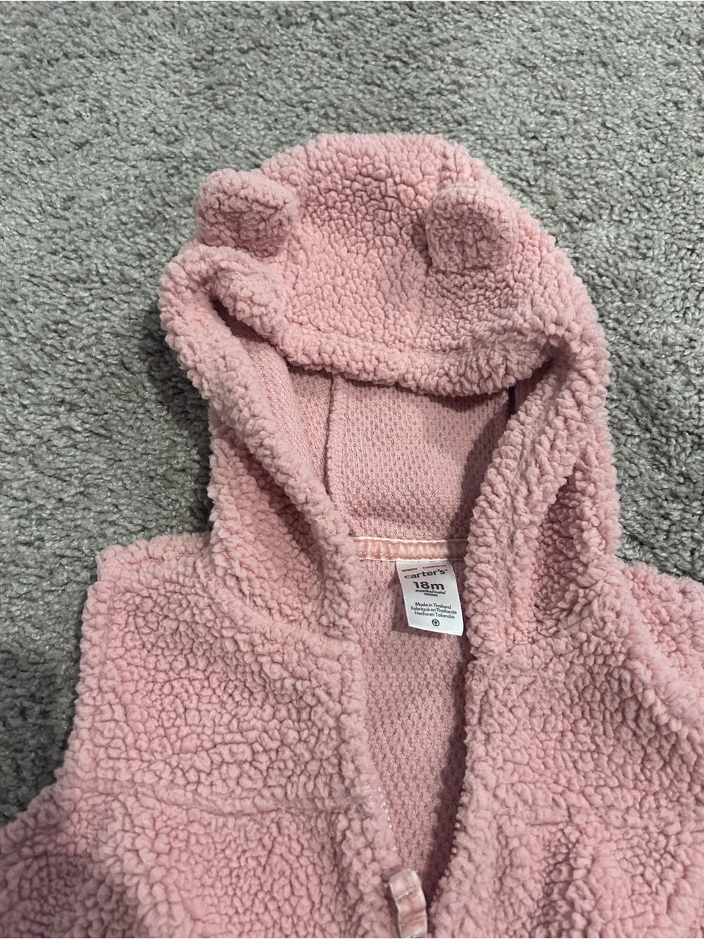 Carter's Pink Sherpa Hooded Vest with Ear Details
